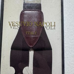 NIB Vesuvio Napoli Italy Men's Convertible Suspenders Burgundy Wine - Brownish